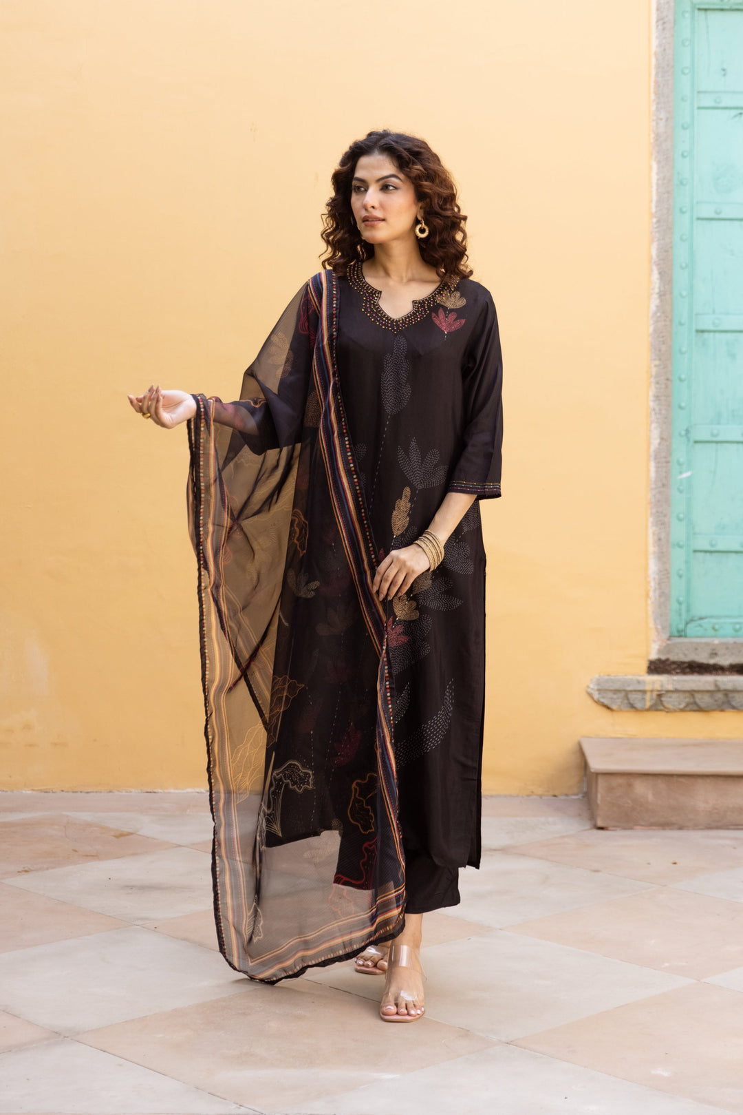 Saisha onyx Premium Digital Print Muslin Suit Set