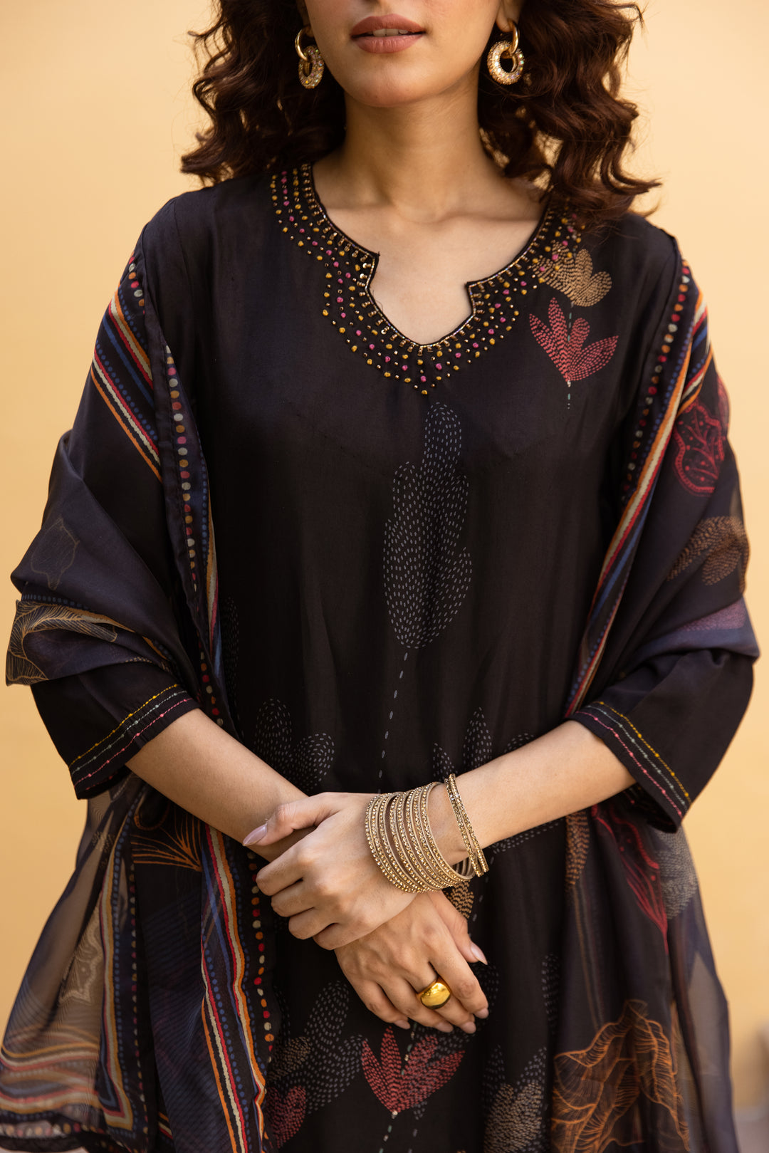 Saisha onyx Premium Digital Print Muslin Suit Set