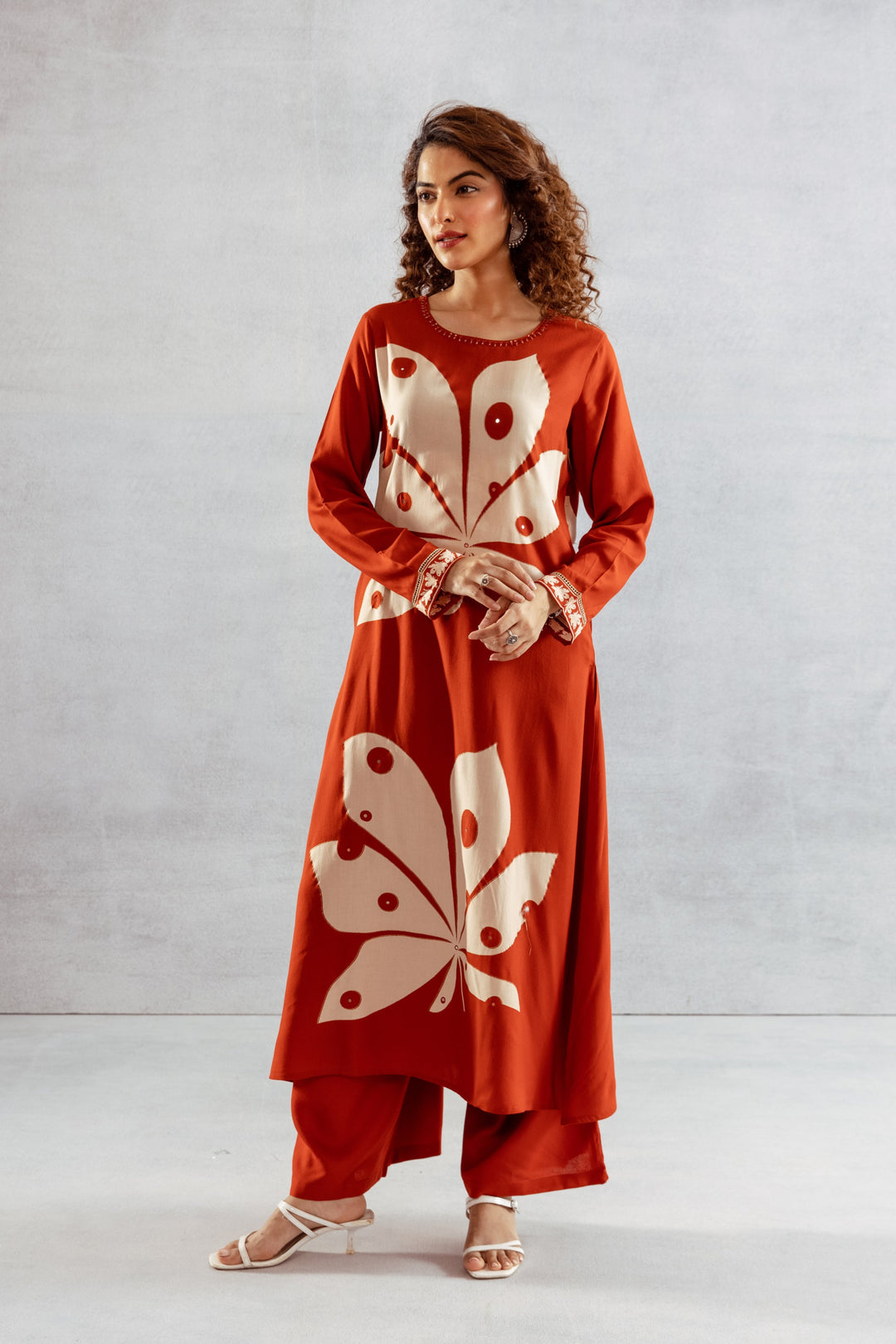 Bakul Terracotta printed kurta pant set