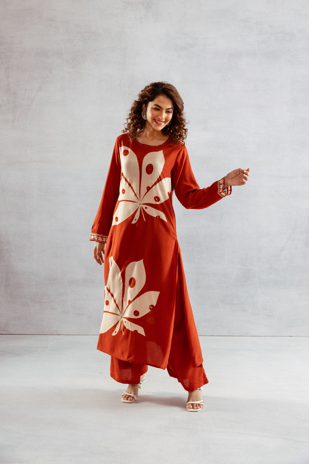 Bakul Terracotta printed kurta pant set
