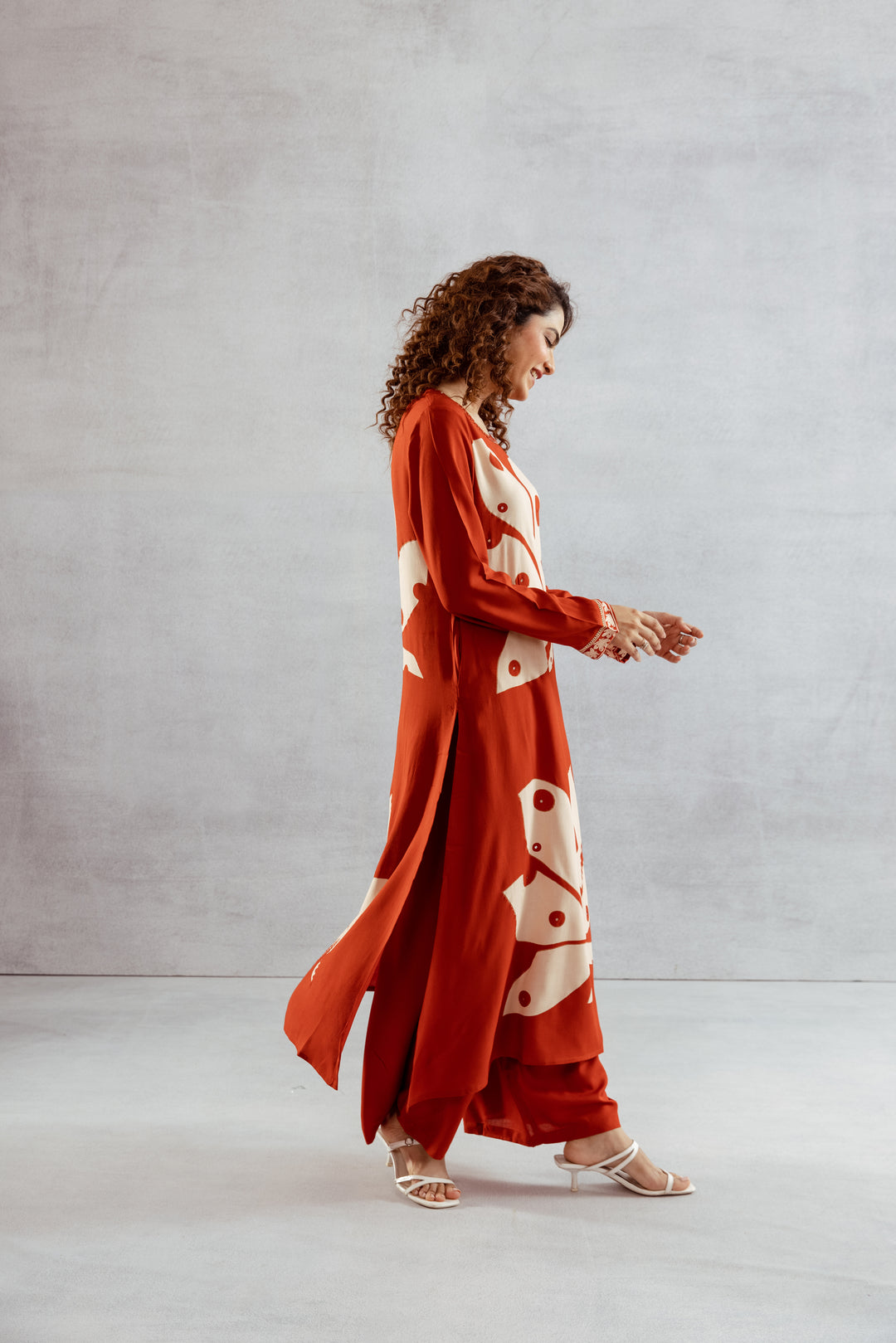 Bakul Terracotta printed kurta pant set