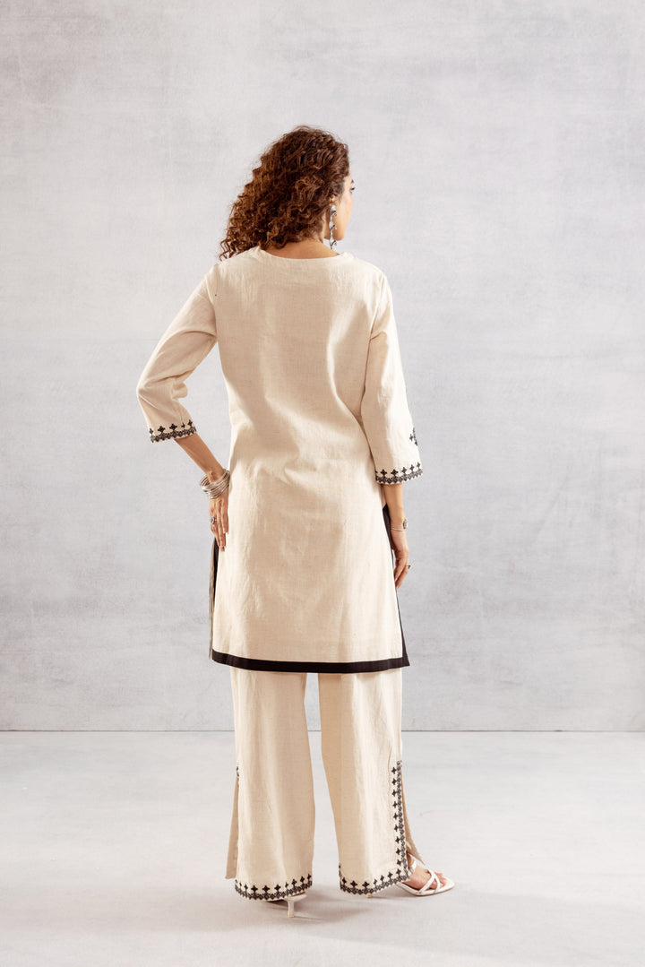 Bakul Ivory embroidery Cotton Co-ord Set