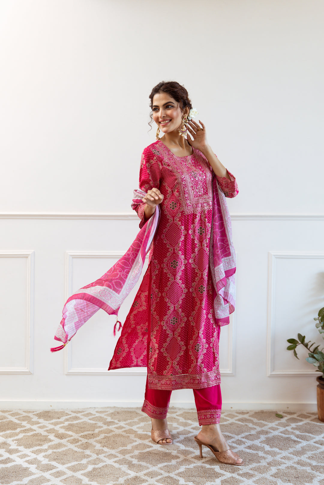 Gauri Flamingo Full Work Suit Set