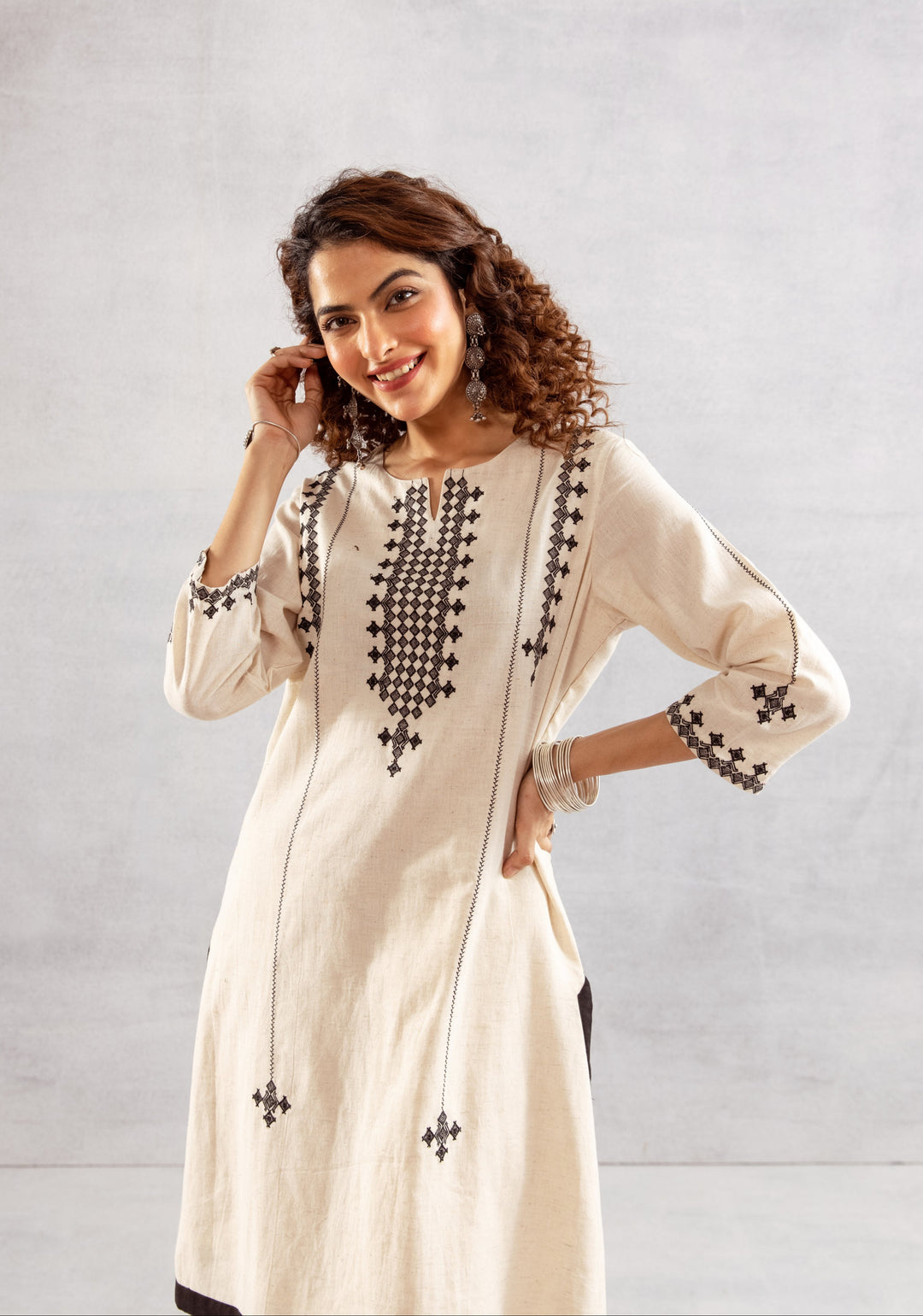 Bakul Ivory embroidery Cotton Co-ord Set