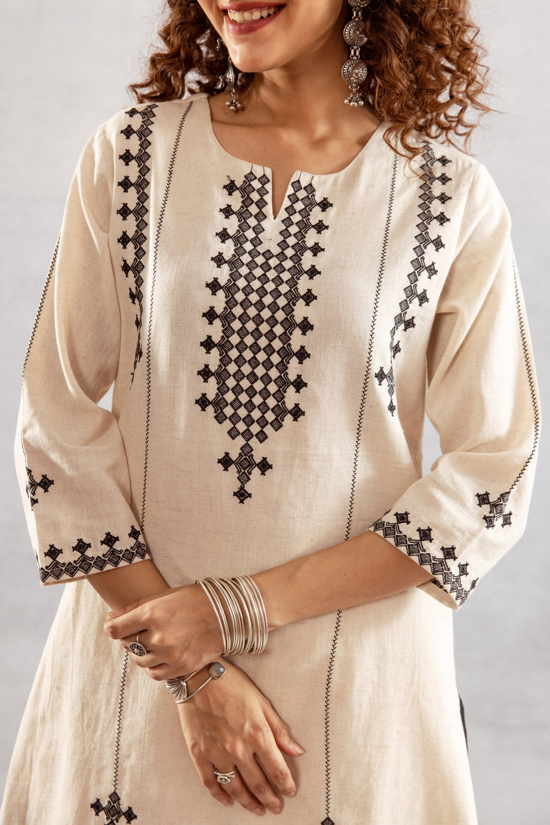 Bakul Ivory embroidery Cotton Co-ord Set