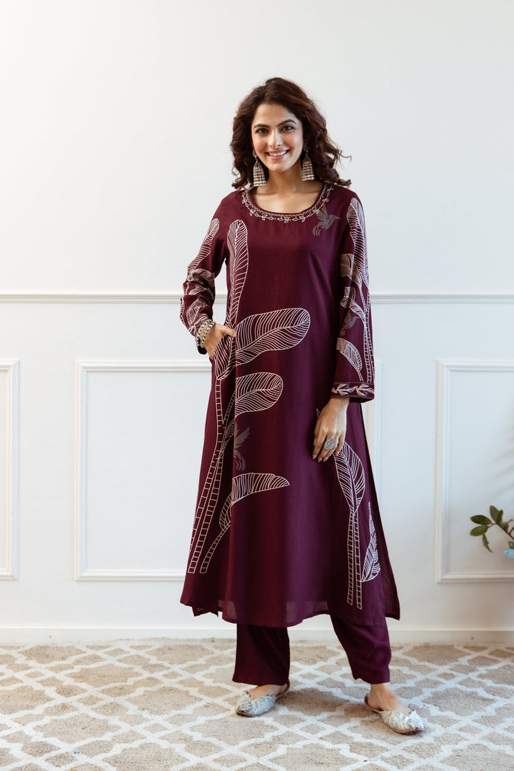 Siya Mulberry Printed Kurta Pant set