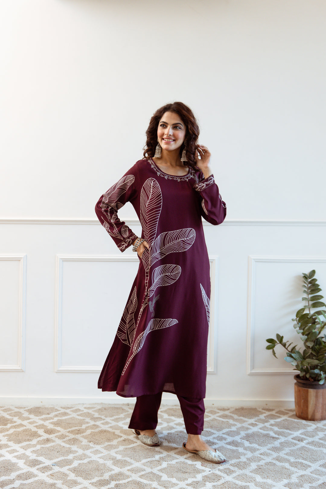 Siya Mulberry Printed Kurta Pant set