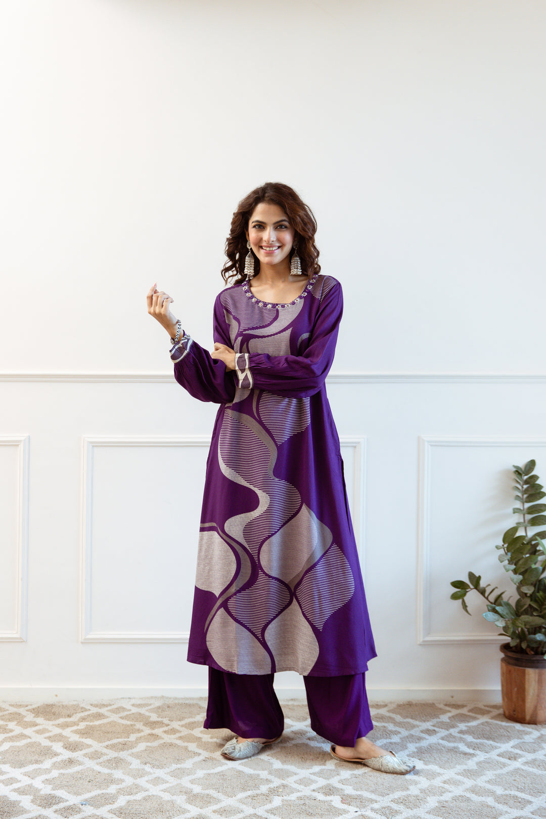 Siya Orchid Printed Kurta Pant Set