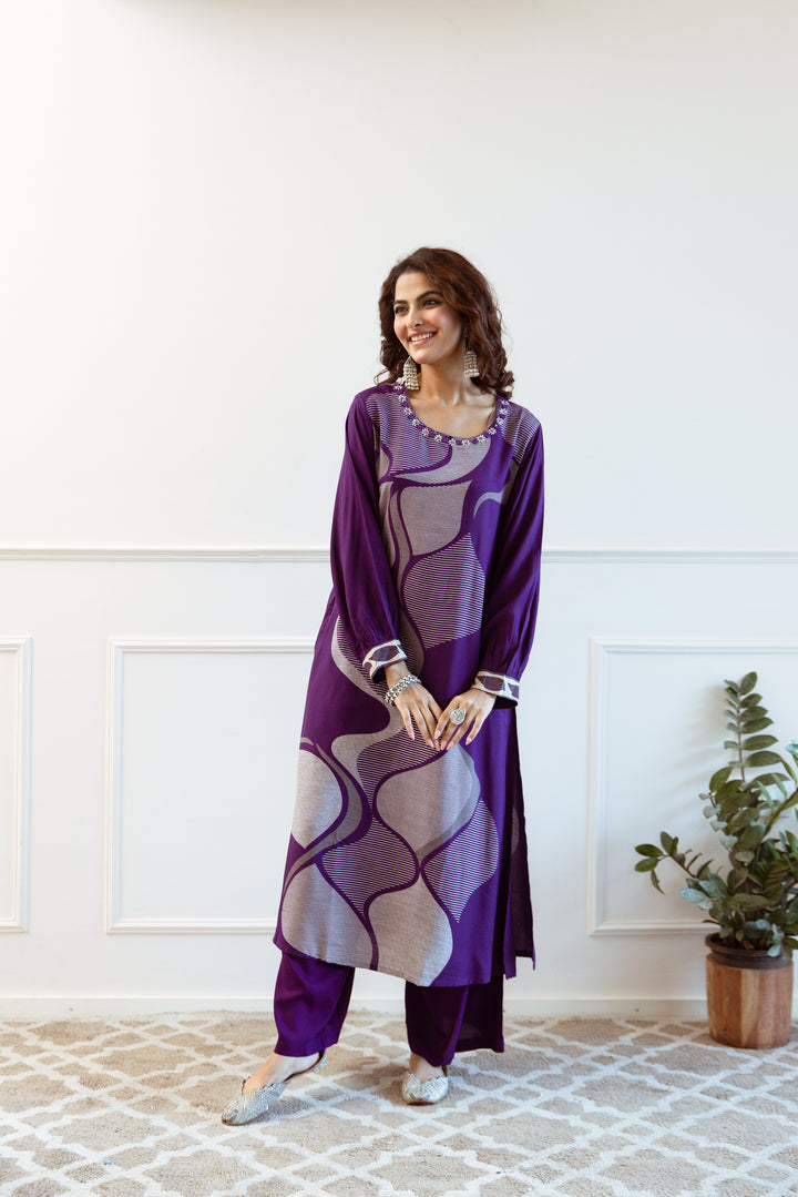 Siya Orchid Printed Kurta Pant Set