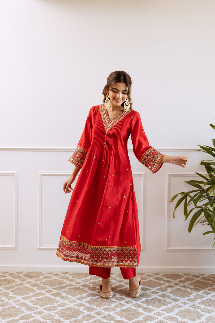 Gauri Crimson Heavy Work Suit Set