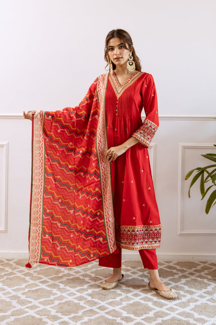 Gauri Crimson Heavy Work Suit Set