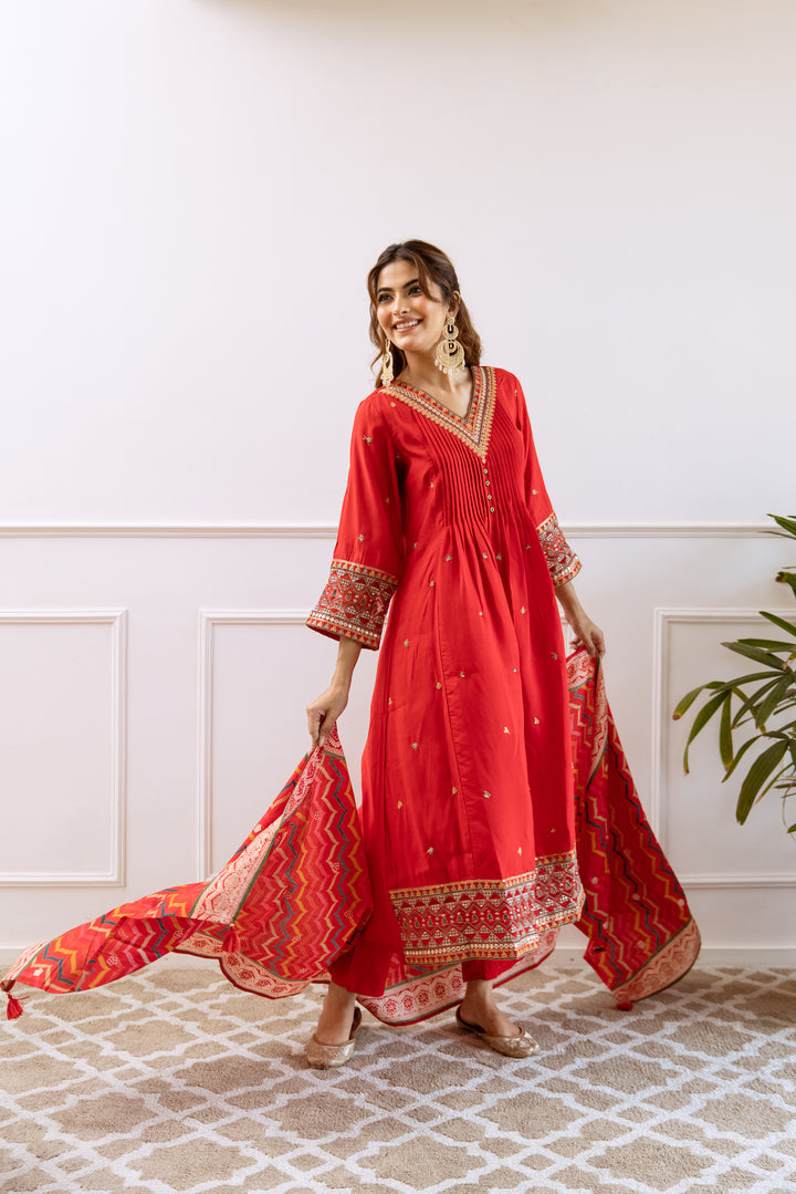 Gauri Crimson Heavy Work Suit Set