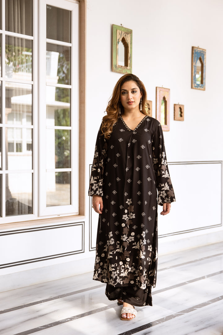 Shimoni Charcoal Kurta Pant Set