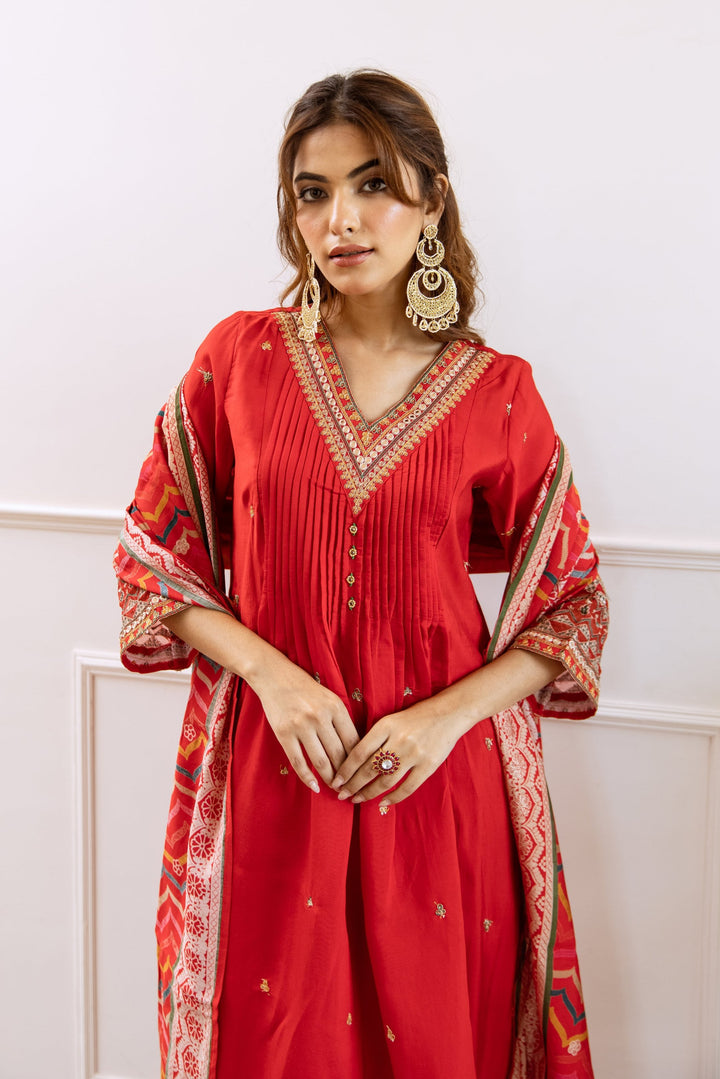 Gauri Crimson Heavy Work Suit Set