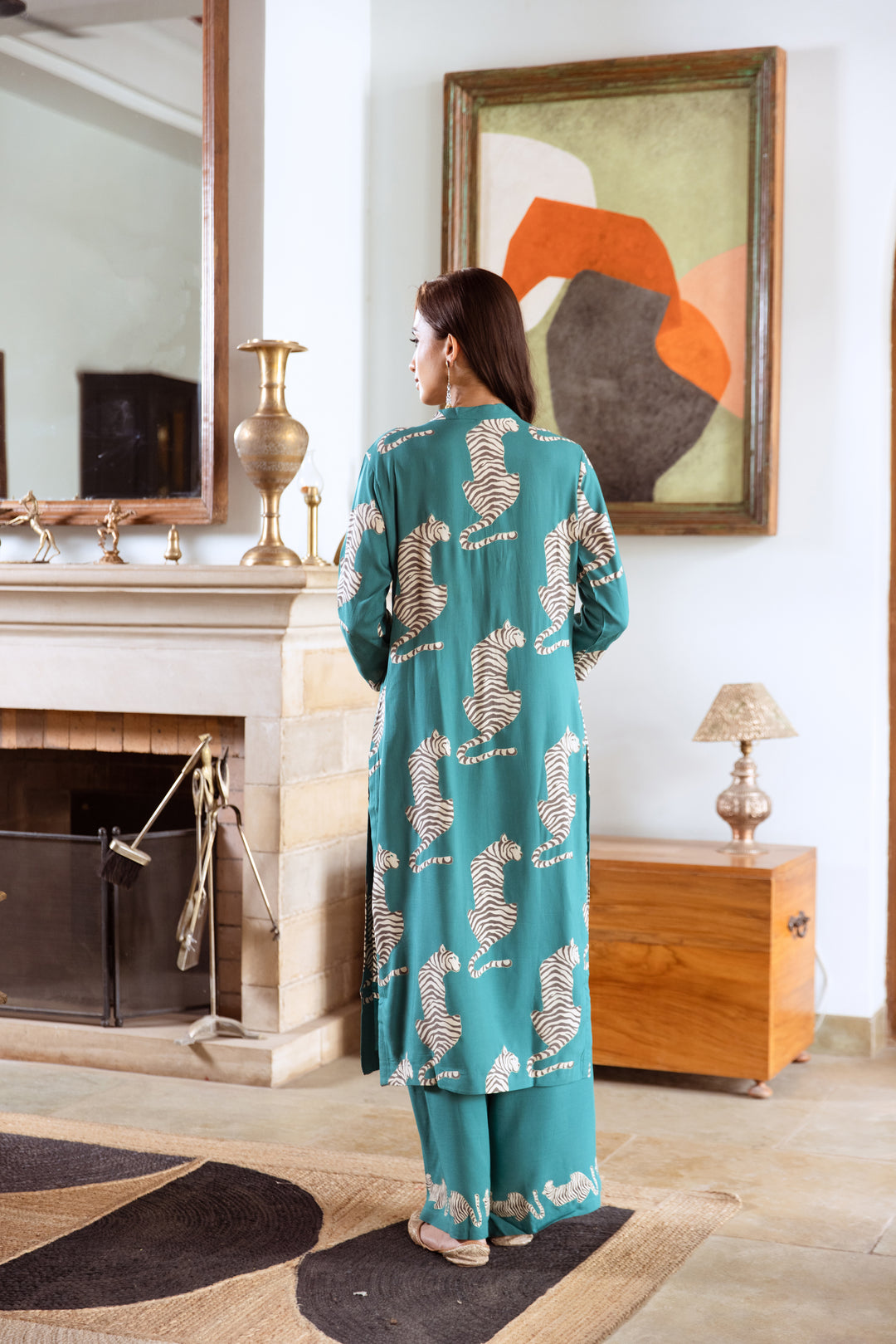 Aruna Lapis Tiger Kurta Pant Set