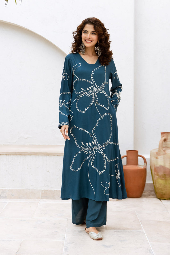 Siya Azure Printed Kurta Pant Set