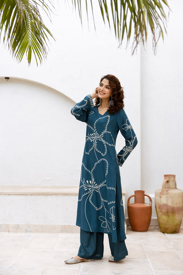 Siya Azure Printed Kurta Pant Set