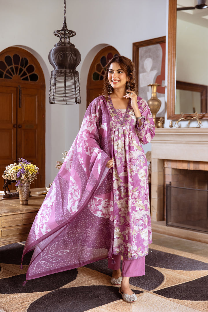 Tejaswi Lilac Floral Suit Set