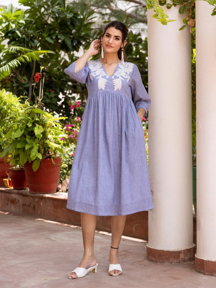 Osho Mayablue Hanwork Cotton Dress