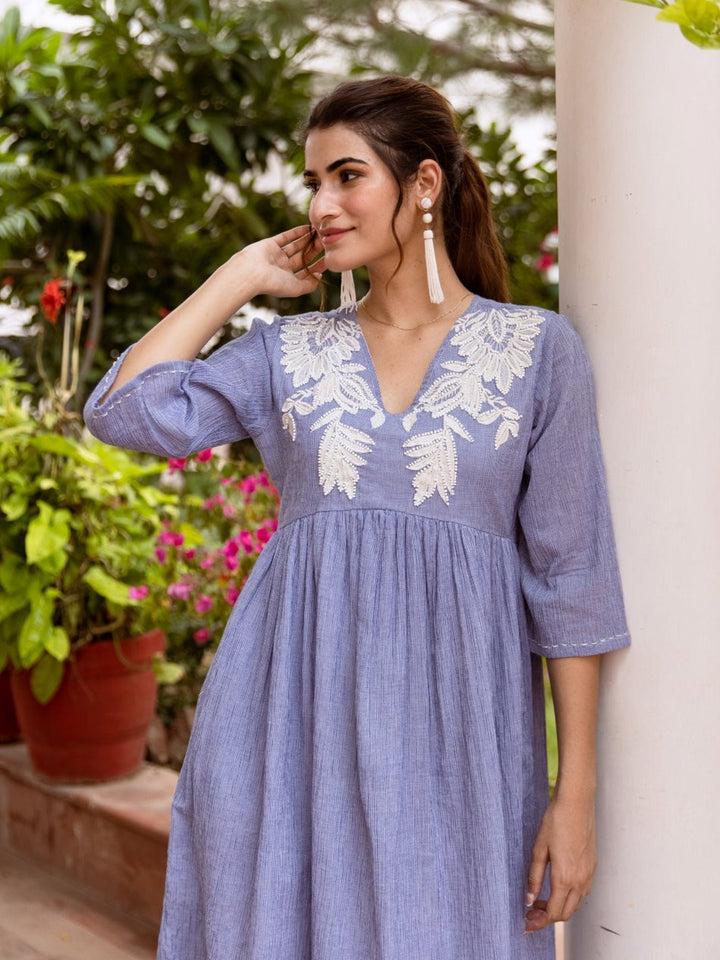 Osho Mayablue Hanwork Cotton Dress