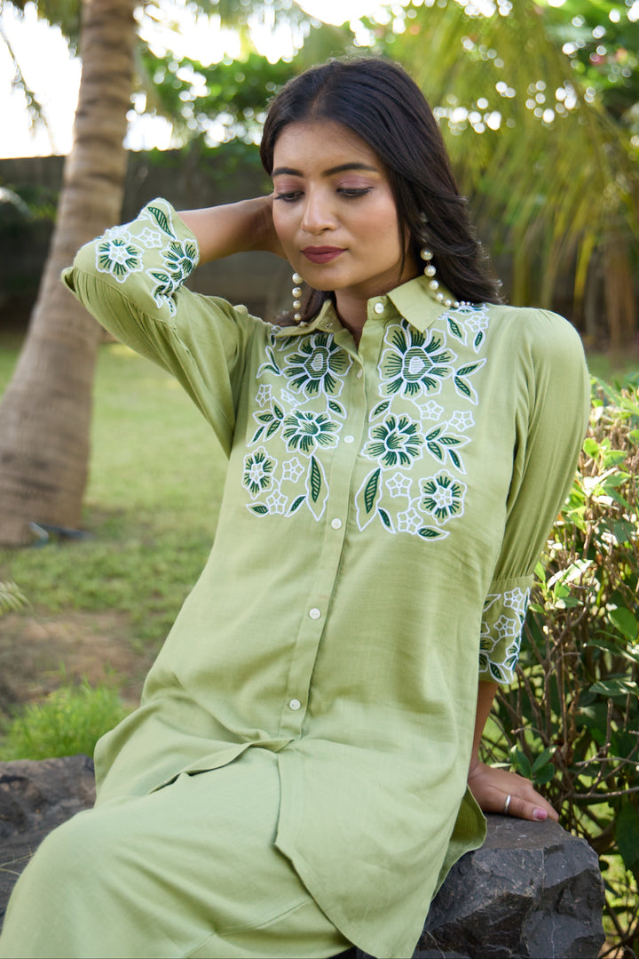 Sharad fern embroidery co-ord set