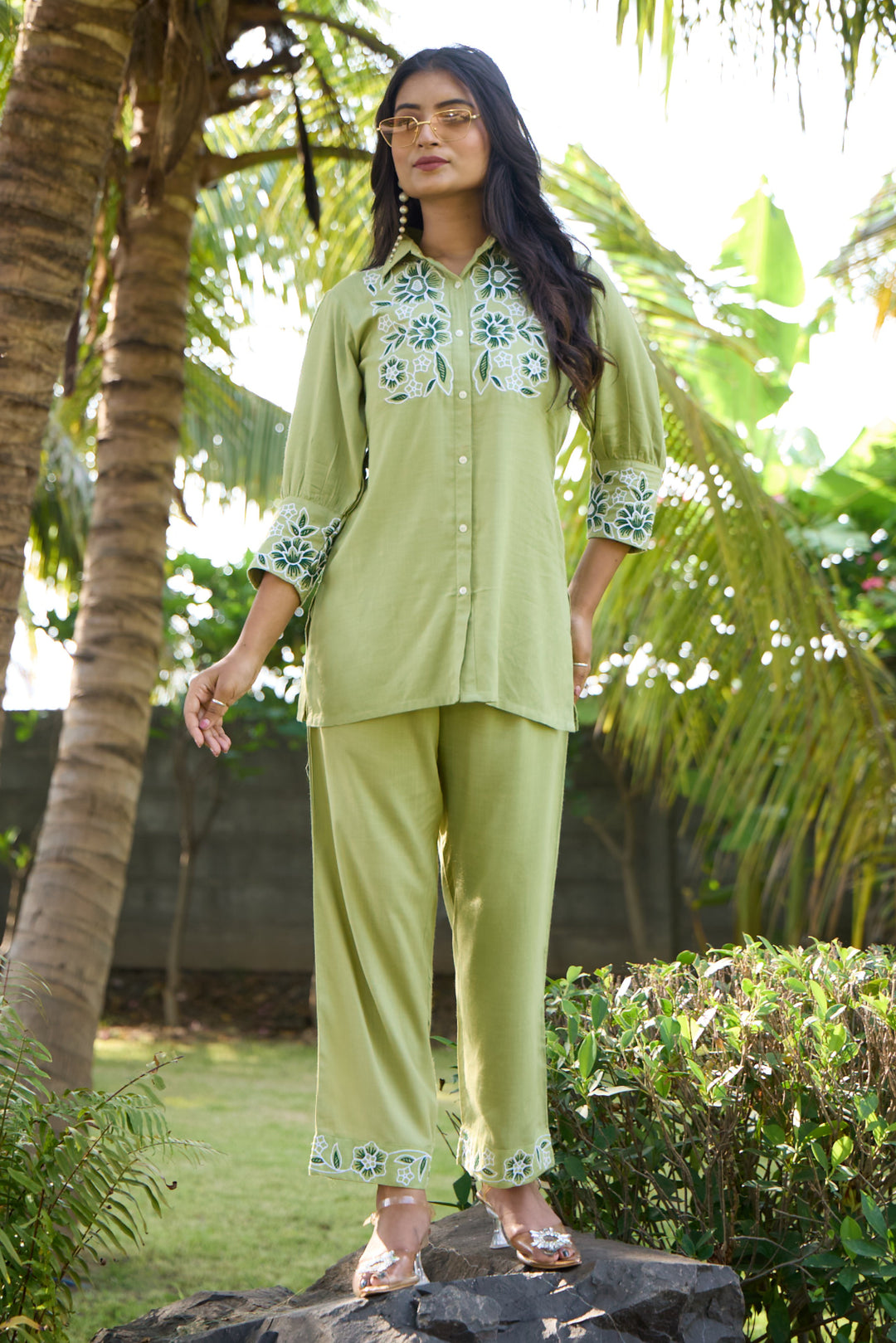 Sharad fern embroidery co-ord set