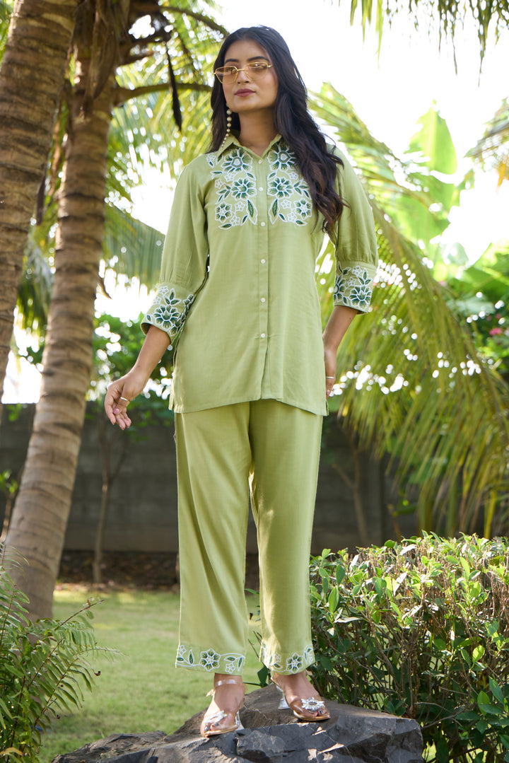 Sharad fern embroidery co-ord set