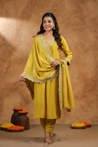 ADRIKA SUNSHINE EMBROIDEREY WORK SUIT SET