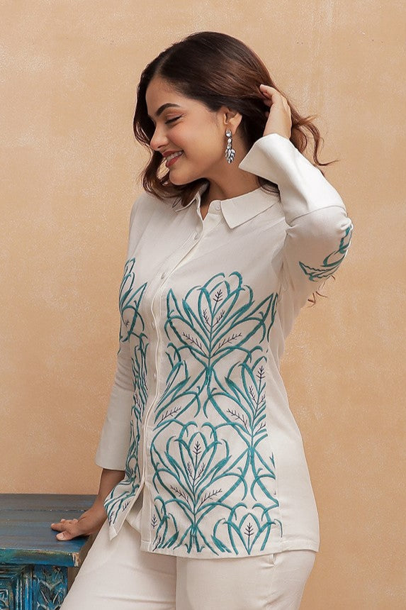 Viva shell embroidery Co-ord set