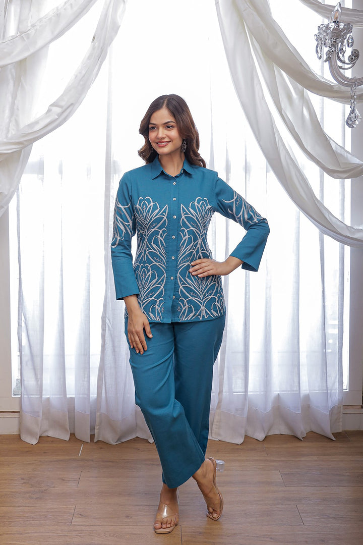 Viva Tufts Embrodiery Cotton Co-ord Set