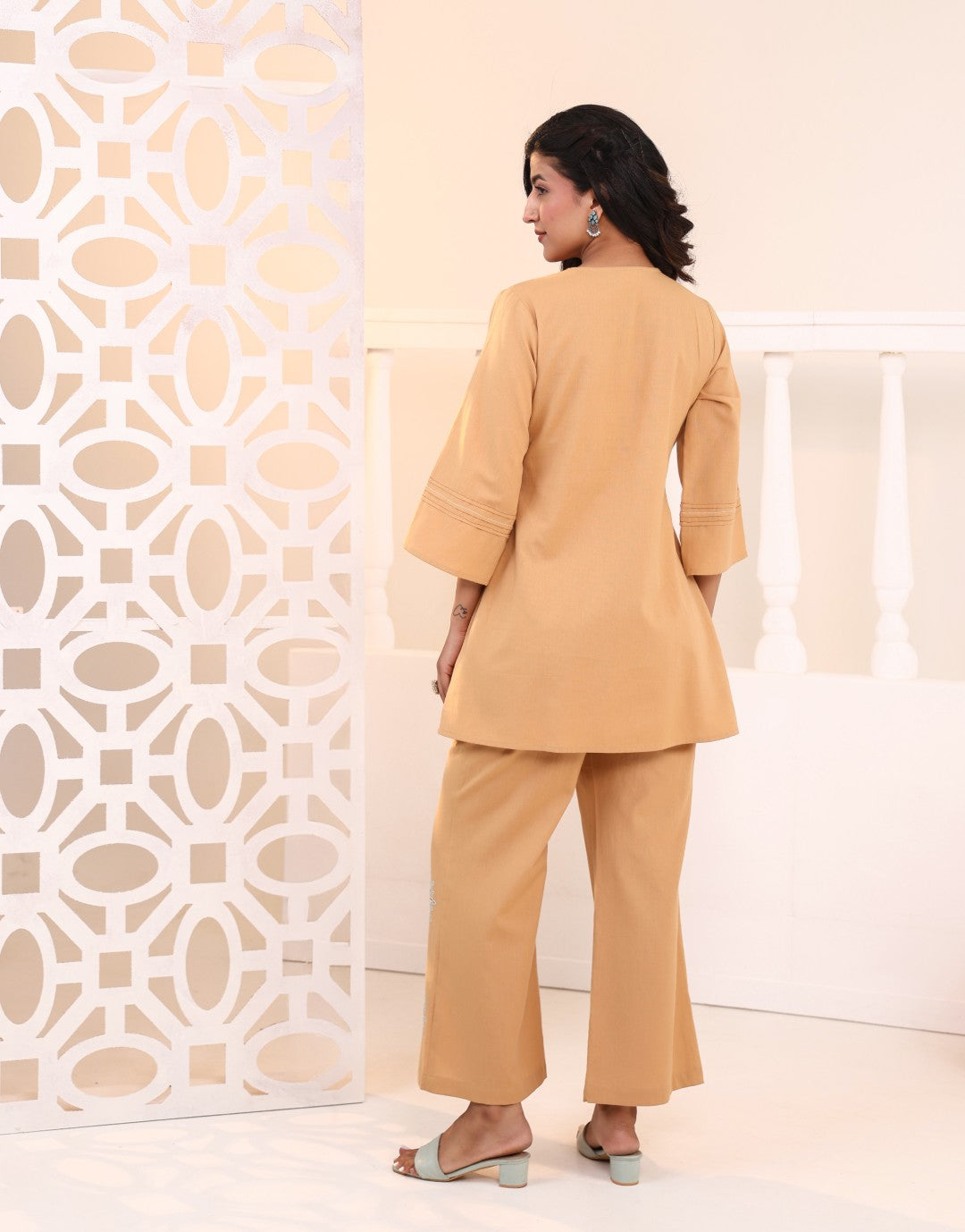 Raftar Tan Embrodiery Co-ord Set