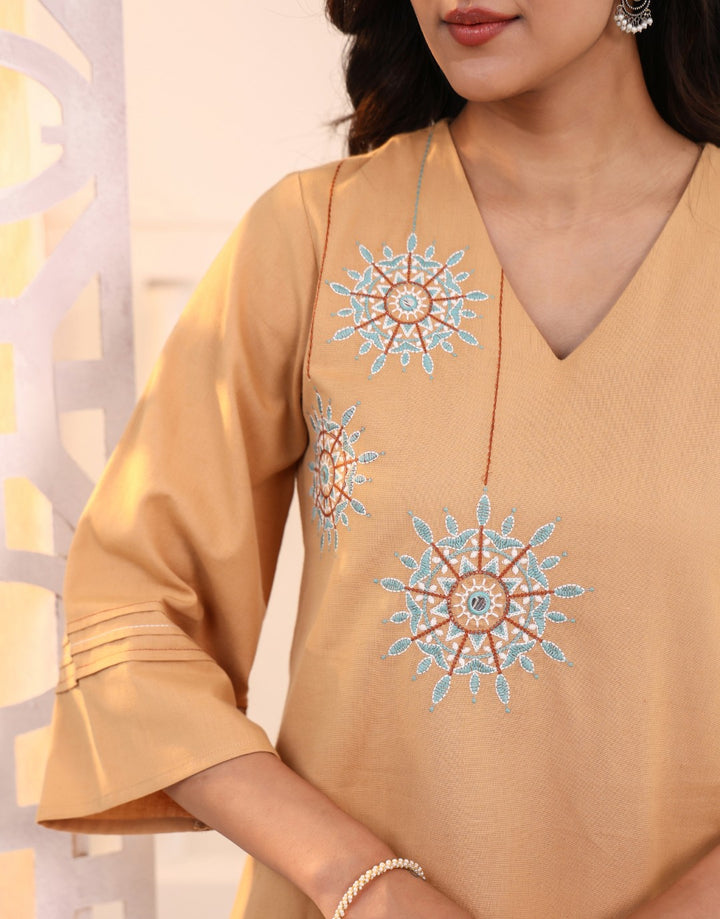 Raftar Tan Embrodiery Co-ord Set