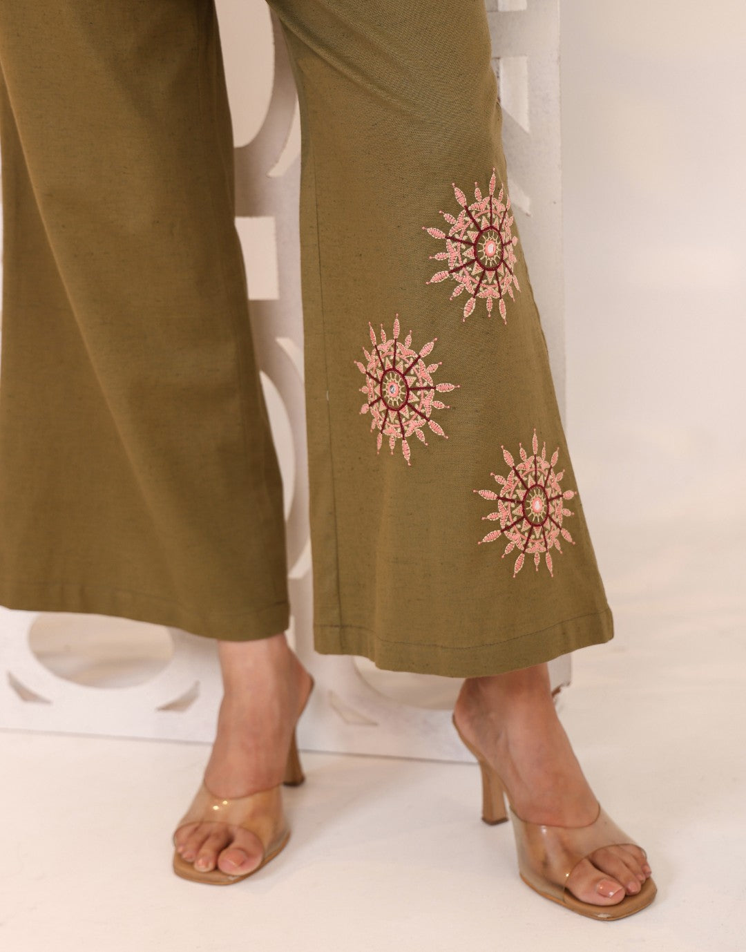 Raftar Olive Embroidery Cotton Co-ord Set