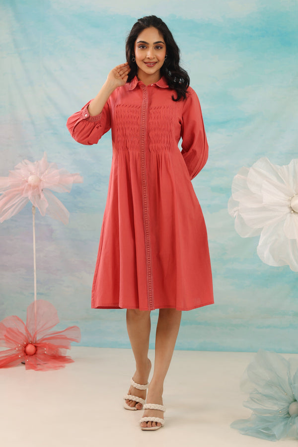 Purna Apricot Cotton Dress