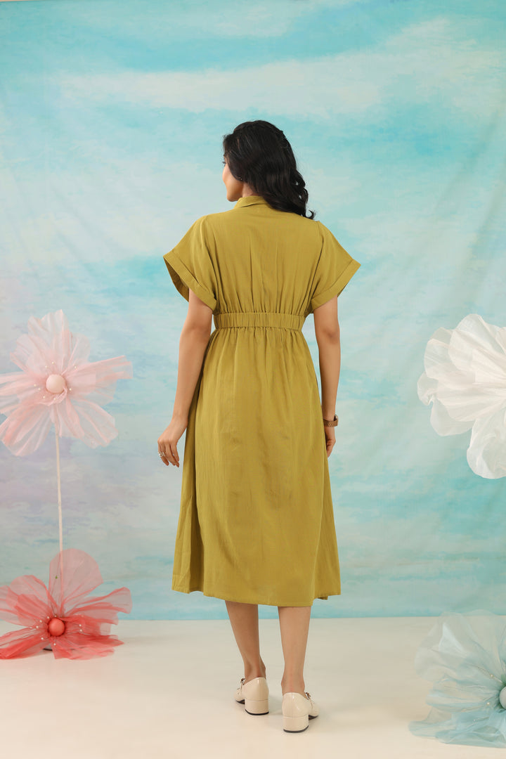 Purna Pine Pure Cotton Tie up dress