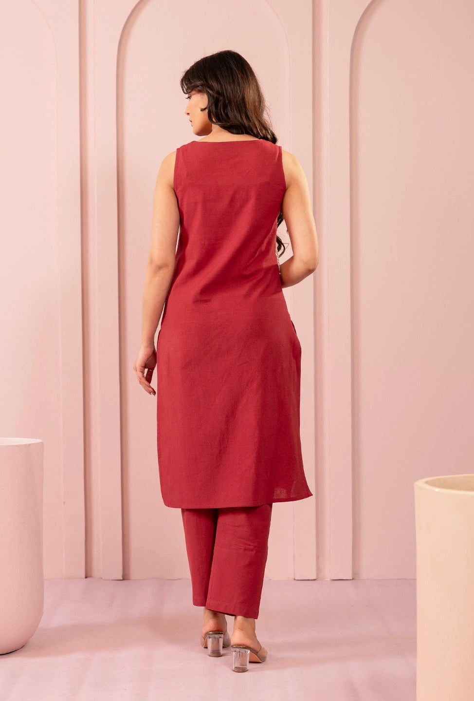 Purna rustic Embroidery cotton Kurta pant set