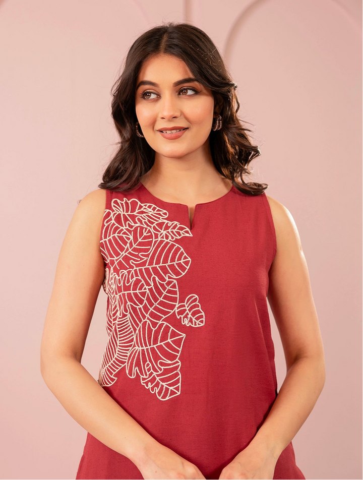 Purna rustic Embroidery cotton Kurta pant set