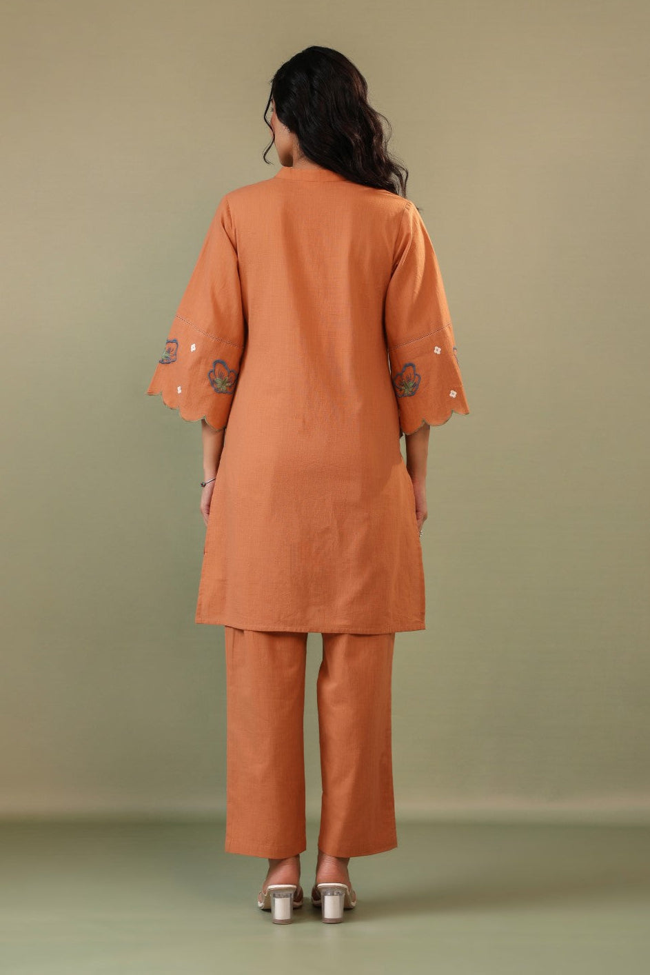 Viva Pumpkin Embroidery Cotton Co-ord Set