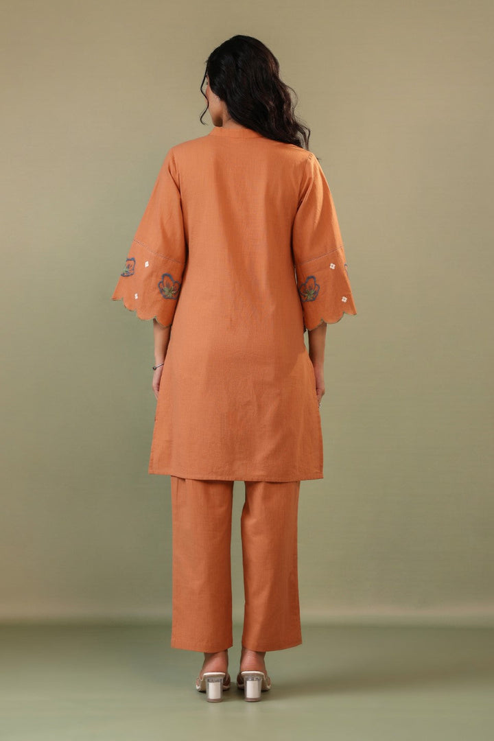 Viva Pumpkin Embroidery Cotton Co-ord Set