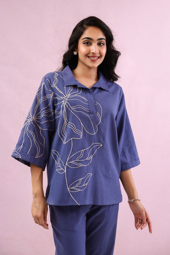 Raftar Ocean embroidery cotton co-ord set