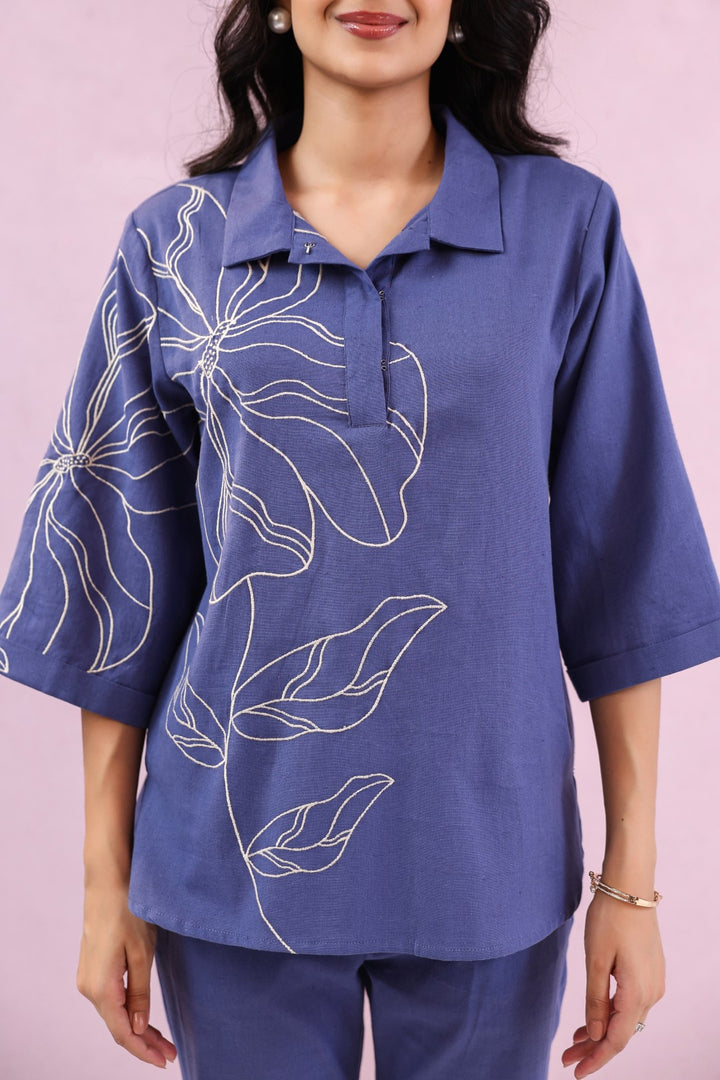 Raftar Ocean embroidery cotton co-ord set