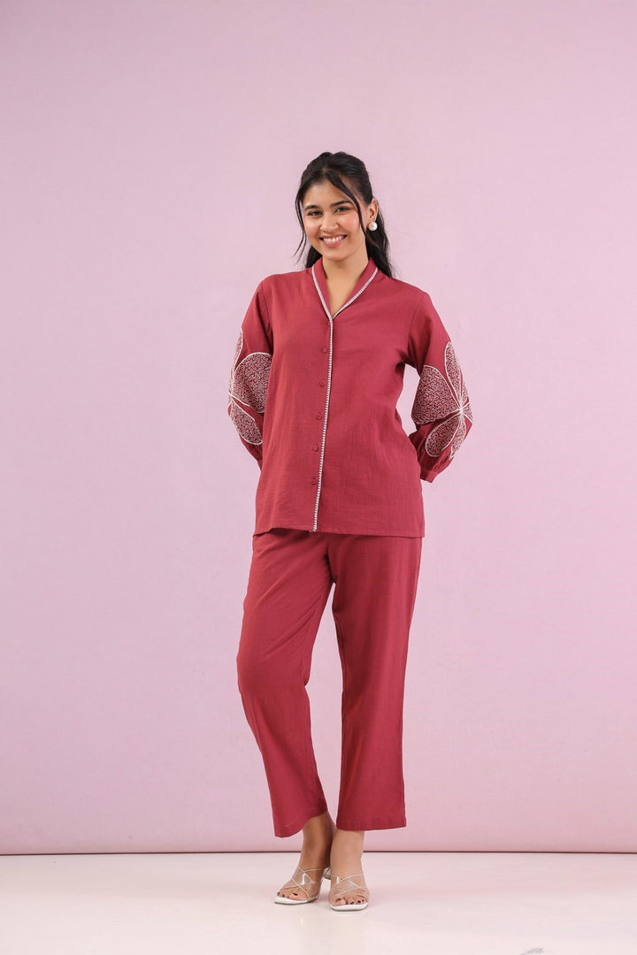 Raftar Rouge embroidery cotton co-ord set