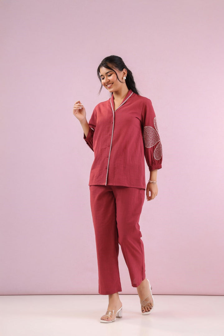 Raftar Rouge embroidery cotton co-ord set