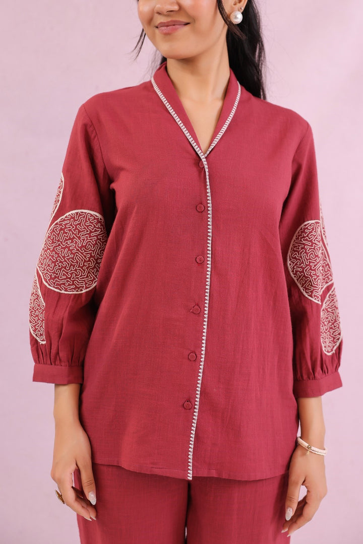 Raftar Rouge embroidery cotton co-ord set