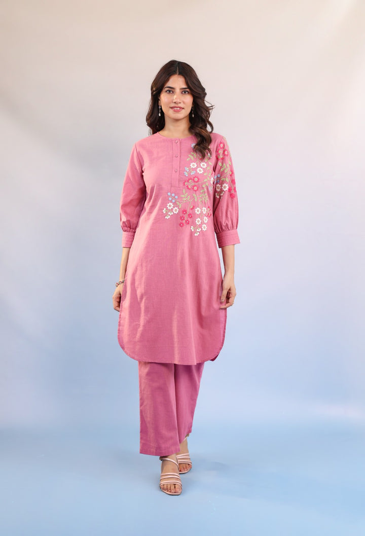 Raftar Candy Embroidery Cotton Kurta Pant Set