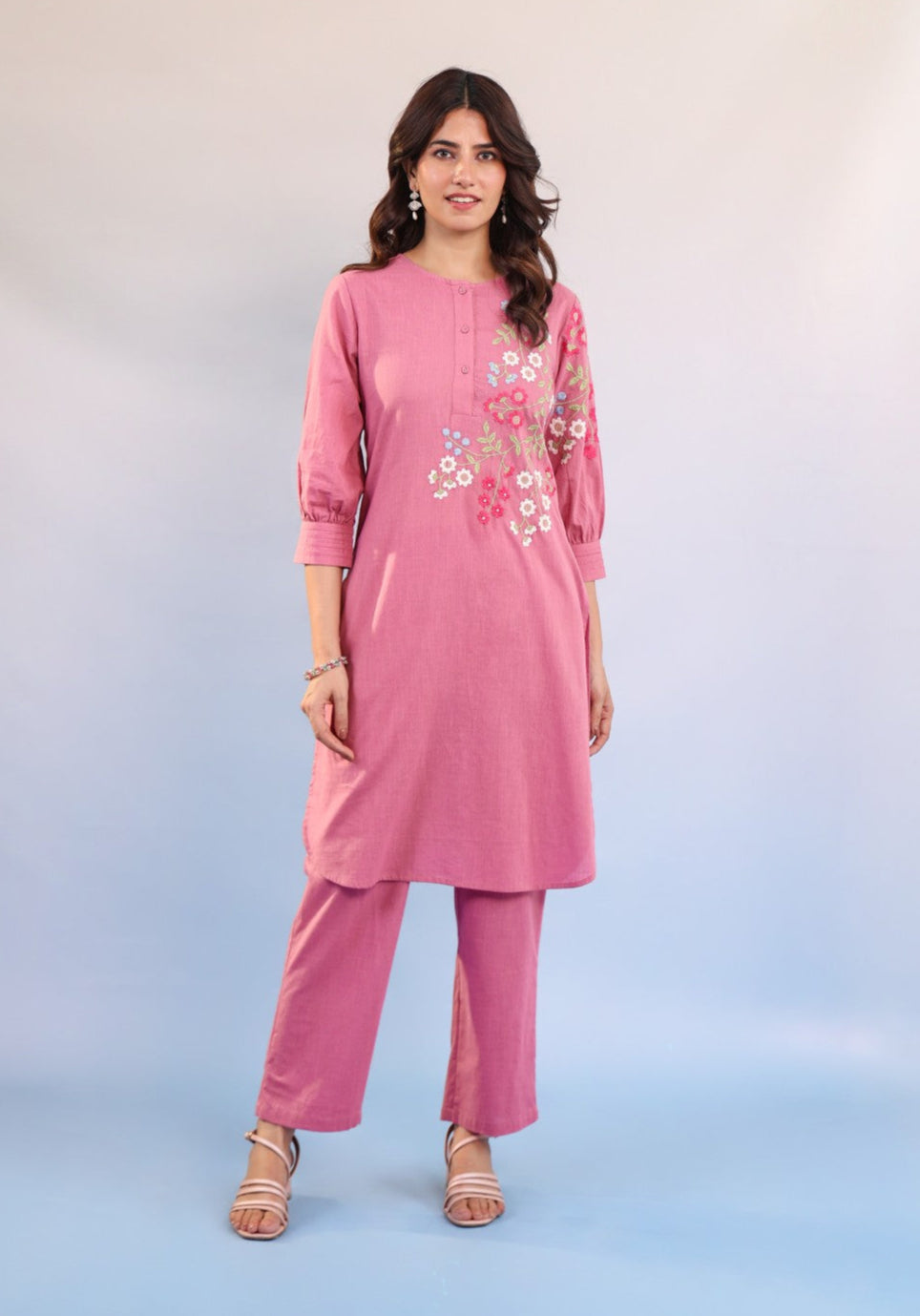 Raftar Candy Embroidery Cotton Kurta Pant Set