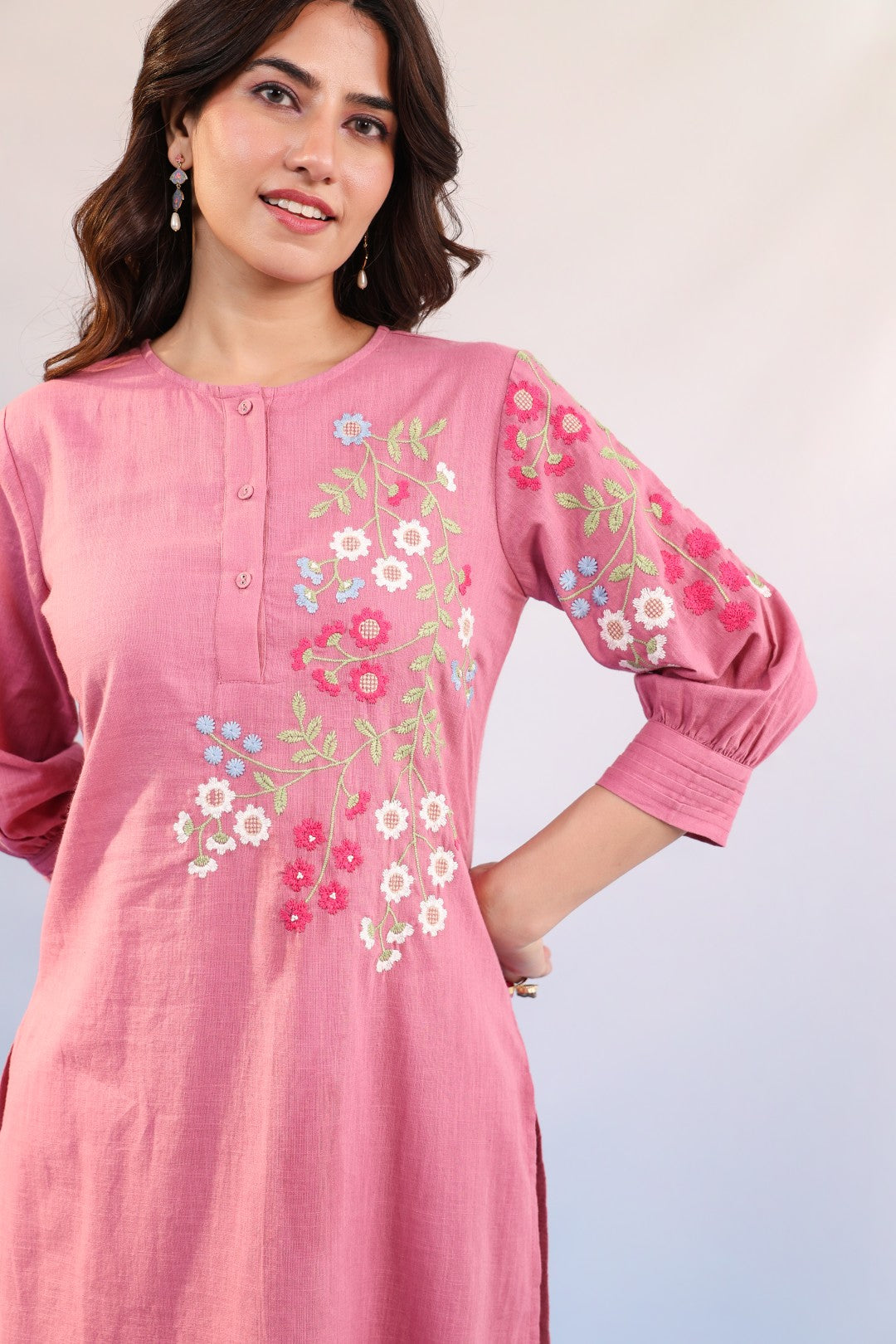 Raftar Candy Embroidery Cotton Kurta Pant Set