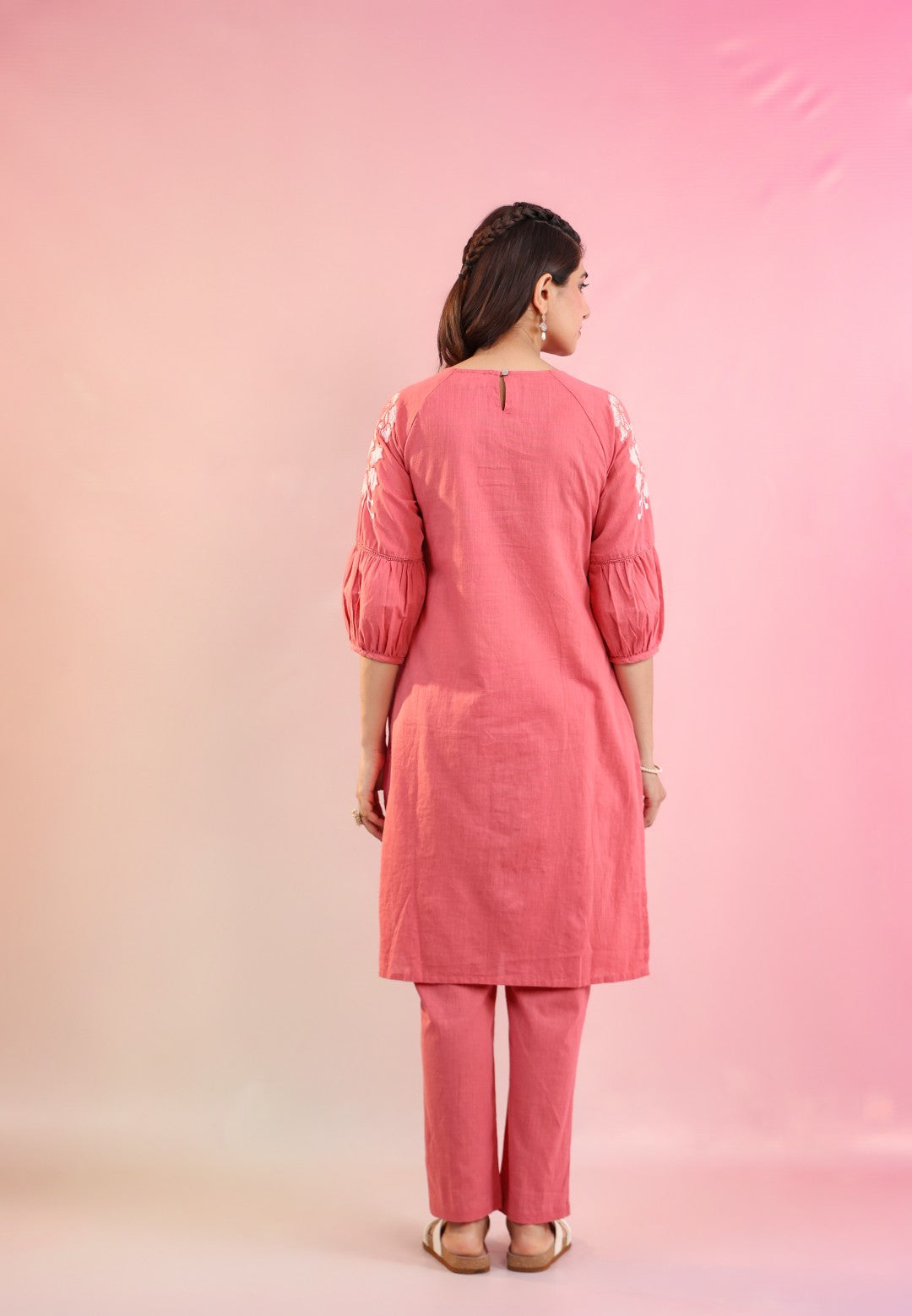 Raftar Salmon Cotton Kurta Pant set