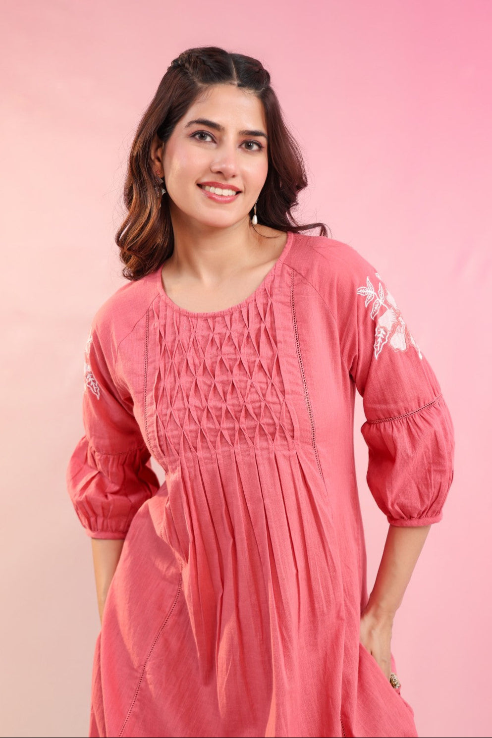 Raftar Salmon Cotton Kurta Pant set