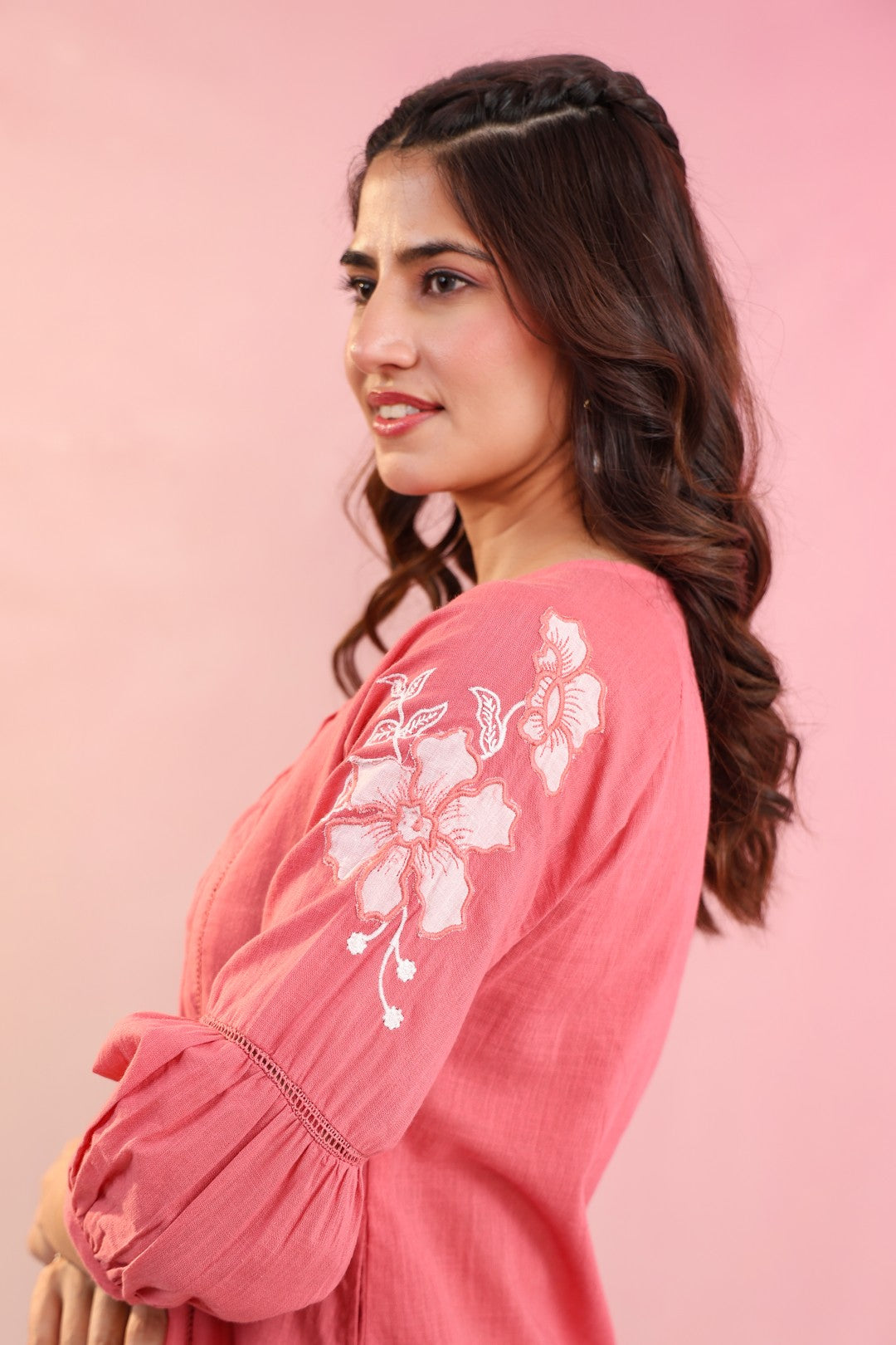 Raftar Salmon Cotton Kurta Pant set